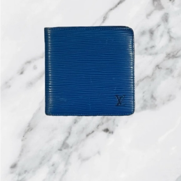 Louis Vuitton Authentic Blue Epi Leather Compact Wallet - Picture 1 of 15